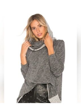 Free People Beach Charcoal Gray Cocoon Cowl Neck Long Sleeve
